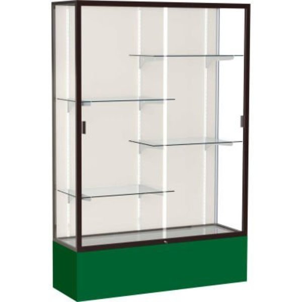 Waddell Display Case Of Ghent Spirit Display Case Forest Green Base, Bronze Frame, Fabric Back 48"W x 16"D x 72"H 374PB-BZ-FG